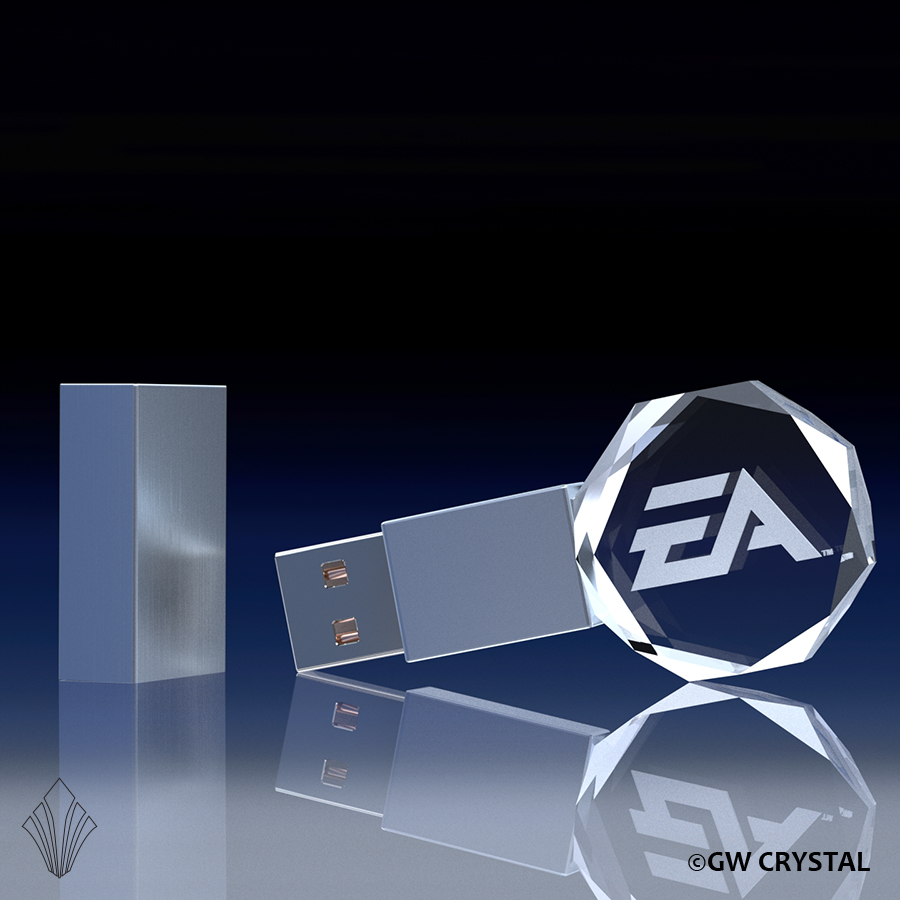 Circular Beveled Crystal Flash Drives