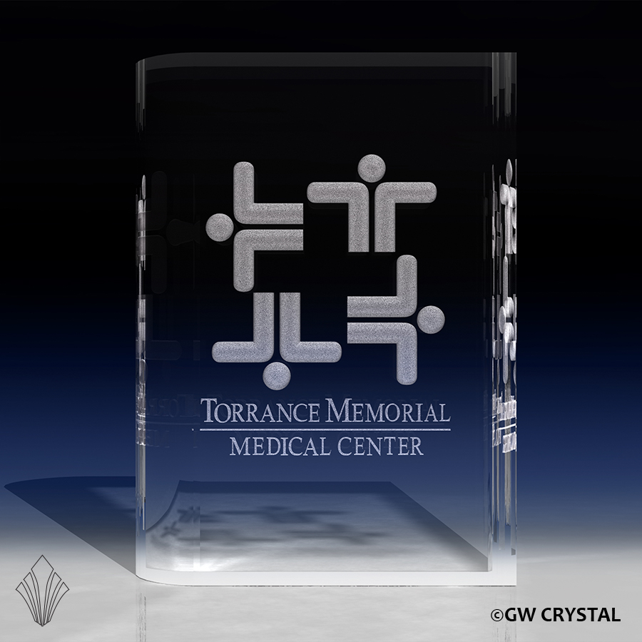 Book Shape Crystal Award Front
